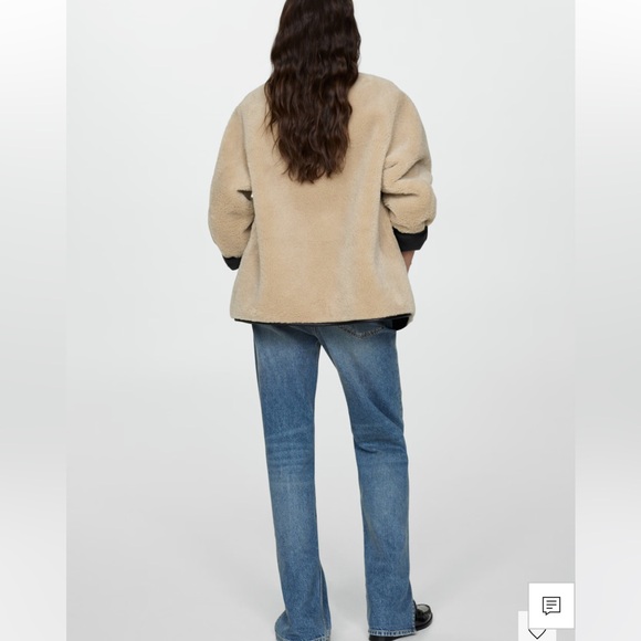 Mango Cream Teddy Jacket with Black Accents - Picture 4 of 12